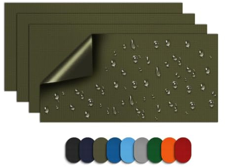 Skystuff Down Jacket Repair Patch, 4pcs Self-Adhesive Nylon Repair Patches | Waterproof Fabric Repair Tape Patch for Sofa, Down Jackets,Tents, Sleeping Bags, Backpack, Clothing, Puffer Coats,Army Green