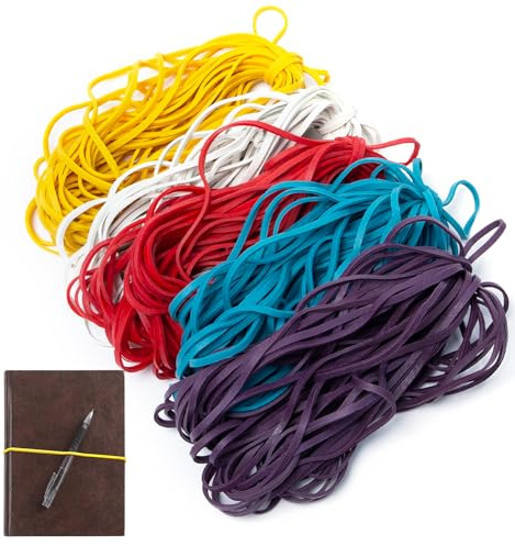 Keboyoe 200 Pcs 180x3 mm Largo Gomas Elasticas Grandes Papeleria Gomas Elasticas Oficina Bandas de Goma Colores para Hogar Oficina y Tejido a Mano