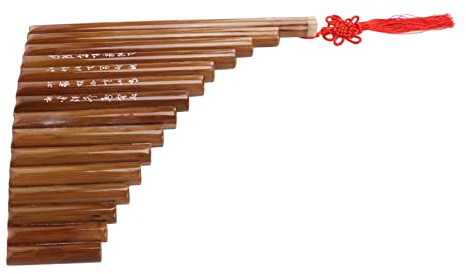 Eminchu Flauta PAN de bambú Natural, 15 Tubos en Tono G, Instrumento Musical Tradicional Chino, Melodía Ajustable Hecha a Mano para Niños y Adultos, Flauta de bambú para Principiantes, Profesionales