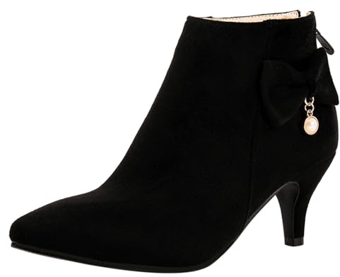Asterisco Women Ankle Boots Mid Cone Heel Zipper Pointed Toe 250142, Size 0.5-10