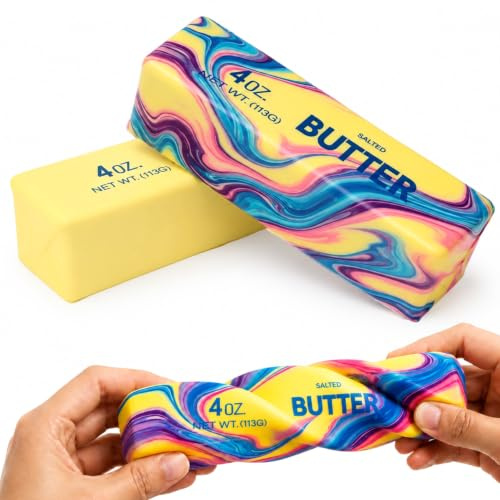 Squishy-leksak Butter, 2 st, långsamt stigande fidgetleksak av mjukt skum, anti-stress-leksak, sensorisk leksak för barn och vuxna, perfekt för skola, kontor och hem