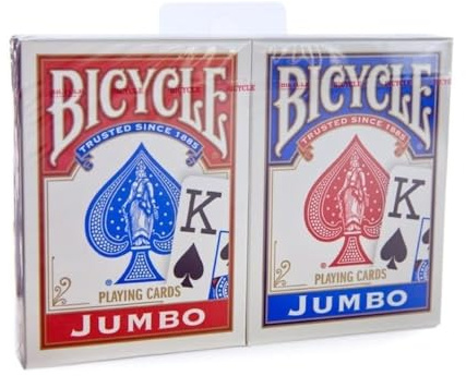 Bicycle Rider Back Jumbo Index Spielkarten und Pokerkarten, Cards, Rot und Blau, 2er-Pack