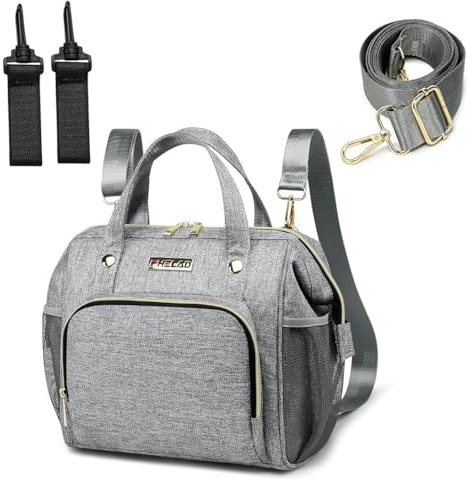 FHELAD Small Diaper Bag Backpack, 4 in 1 Toddler Diaper Bags (Gray, Small)