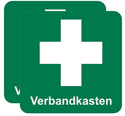 Haobase 2 Stück Verbandkasten Schild Aufkleber - Selbstklebendes Vinyl (15cm x 15cm)