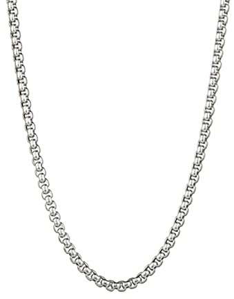 KnSam Stainless Steel Pea Chain 45 cm, Stainless Steel Jewellery Chain Men's Silver Friendship Necklaces Boys Wide 4 mm Metal Chain Neck, Stainless Steel, No zirconia