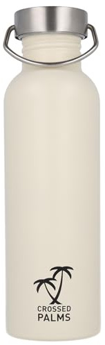 Crossed Palms Trinkflasche aus Edelstahl, 750 ml, Weiß, 7,1 x 24,3 cm, BPA frei, auslaufsicher, CP-10020