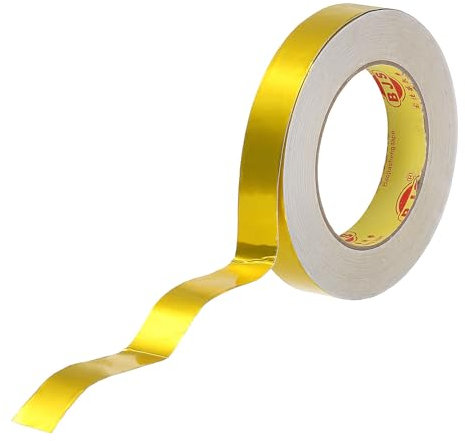 PATIKIL Heat Shield Tape, 0.8 Inch x 164FT Heat Reflective Adhesive Foil Tape Thermal Barrier Foil Cool Tape Heat Resistant Tape for Hose Car, Gold