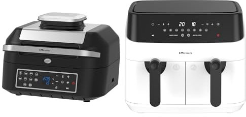 Emtronics Air Fryer Kitchen Set Dual Drawer White 9 Litre & 6.3L Grill