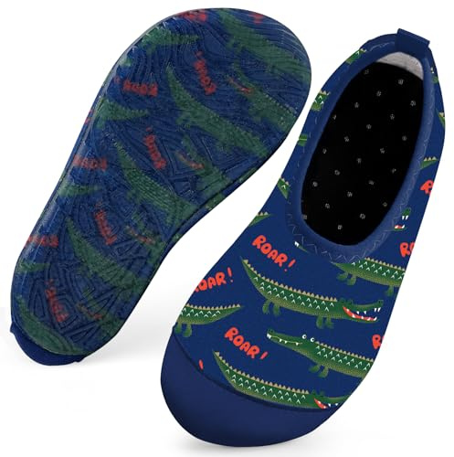 Kids Swim Water Shoes for Boys Toddlers Baby Aqua Socks for Kids Quick Dry Pool Beach Barefoot Children(DarkBlue Crocodile 34/35