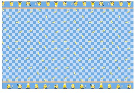 Pappersduk Minions 180 x 120 cm – bordsduk barnfödelsedag fest – engångs bordsduk med rutor och bananer – festdekoration barnkalas födelsedag – blå gul