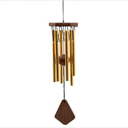 Deerbird® Oro Campana del Vento Metallo 6 Tubo Antiruggine Campana del Vento Oversized di Legno Fatto a Mano Fabbricazione Campana del Vento per Un Regalo di Compleanno