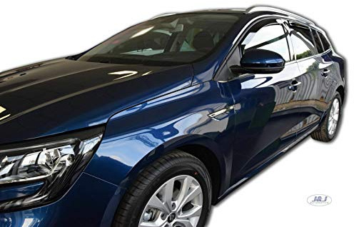 J&J AUTOMOTIVE Heko Déflecteurs d'air et de Vent pour Renault Megane Grandtour 4 2016-2024, Lot de 2pcs, Teintés, Avant et Arrière, Aérodynamique