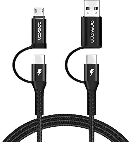 aceyoon Multi USB auf Typ C Kabel 1M, 4 in 1 Ladekabel USB C 60W PD Schnellladekabel Typ C auf Typ C Kabel Micro/USB A Ladekabel für Macbook, für iPhone 16 15 Pro Max, für Galaxy