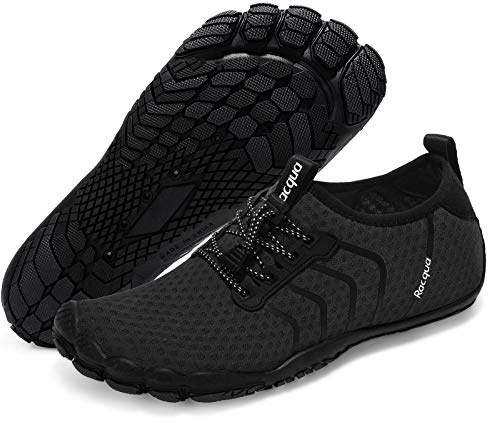 Racqua Water Shoes Quick Dry Barefoot Beach Aqua Sport Swim Surf Pool Hiking Diving Walking for Men Women Black 9 W/8 M