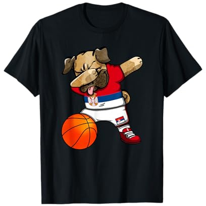 Dabbing Mops Serbien Basketball Fans Trikot Serbian Sport T-Shirt