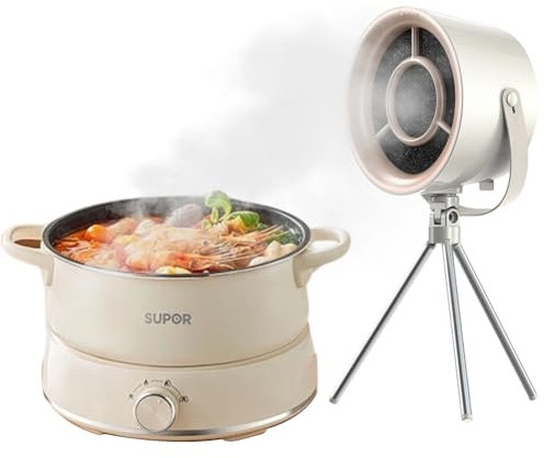 Mini hotte aspirante portable, extracteur d'air portable et puissant, 3 positions de vent, ventilateur amovible et lavable, pour barbecues intérieurs, fondue et cuisine de camping-car