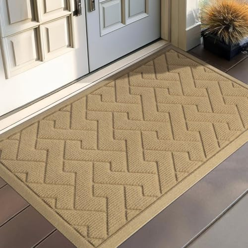 LEKEEPGO Felpudo Entrada Casa, Alfombra Entrada Casa Absorbente, Alfombra Exterior para Puerta Atrapapolvo a la Suciedad, Alfombrilla Antideslizante de la casa, 80 x 120 cm, Beige