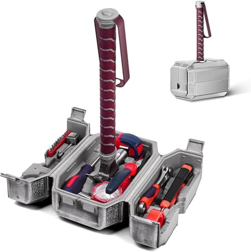 TOKKOT Thor Hammer - Juego de cajas de herramientas rellenas de reparación diaria, juego de caja de herramientas para bricolaje y carpintería, regalos para hombres, decoración de Halloween