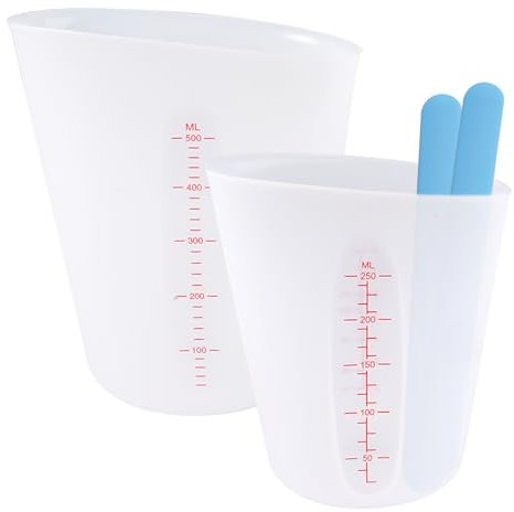 2 Pièces Tasses à Mesurer en Silicone 250ml/ 500ml, Verre Doseur Silicone Resine Epoxy, Tasse en Silicone pour La Résine N'est Pas Chaude, Silicone Mesure Tasses, pour Moulage, Bricolage