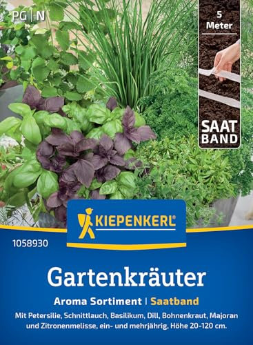 Kiepenkerl Gartenkräutersamen Aroma Sortiment 1058930 – Saatband mit der perfekten Kräutermischung für frische Gerichte. Entdecken Sie das Aromatische Sortiment der Gartenkräuter.