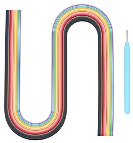 sourcing map Kit per quilling, 54 cm, 7 mm, 36 colori, strisce di carta per quilling con penna blu, per principianti, fai da te, strumenti didattici, decorazione floreale (multicolore, confezione da
