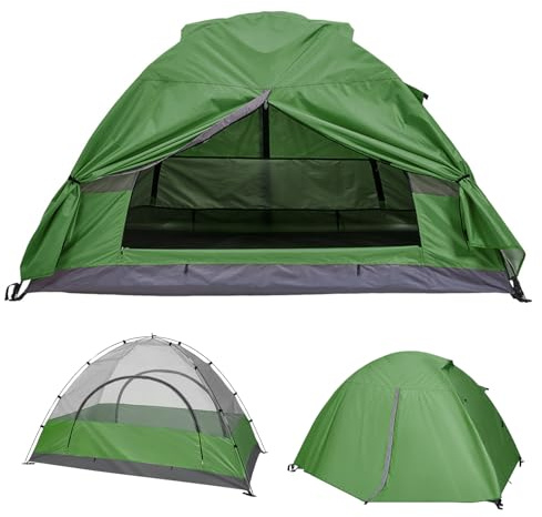 Warmiehomy Camping Tent, 1 Man Waterproof Dome Tent, Lightweight Backpacking Tent, Easy Set Up, 3 Season One Person Tents for Hiking Outdoor Mountaineering Travel, Green
