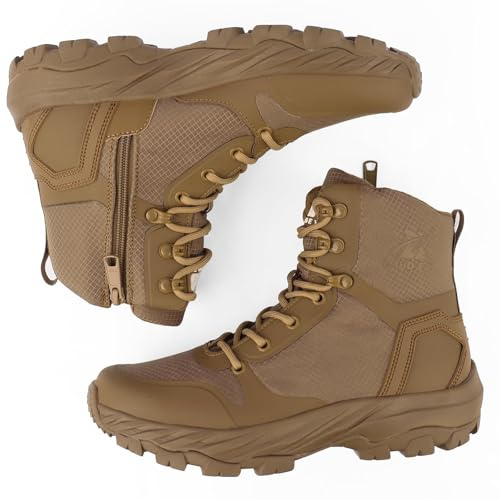 LUDEY Ligero Botas Militares Tácticas Hombre Transpirable Durable YKK Cremallera Lateral Botas de Combate de la Policía