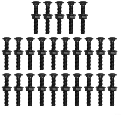 Gdfnmogo Paquete de 25 pernos de acero inoxidable M5 x 30 mm con tuercas de brida, tornillos de hombro de cabeza plana 304 SS para construcción, muebles y uso (M5 x 50 mm)