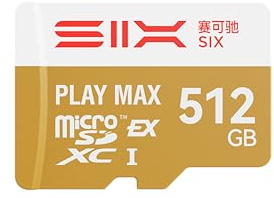SIX 512 GB MicroSD Express Card – Bis zu 900 MB/s Lesen, 710 MB/s Schreiben – microSDXC Flash-Speicherkarte mit Adapter für Spielekonsolen, Nintendo Switch™ 2, tragbare Gaming-Geräte (U3, A2)