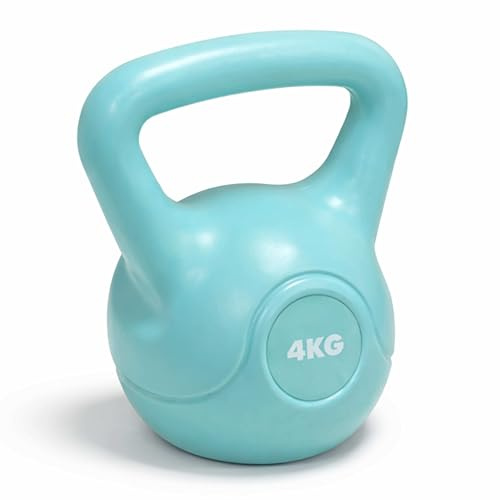 ADEPTNA Kettlebell Weight 4kg / 6kg – Vinyl Coated Kettlebell for Home Workout, Strength Training, Core Exercise, Full Body Fitness, Gym & Conditioning (Mint, 4KG)