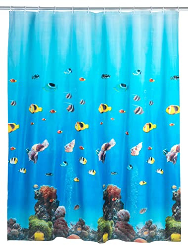 WENKO Duschvorhang Ocean - wasserdicht, pflegeleicht, Polyethylen-Vinylacetat, 180 x 200 cm, Mehrfarbig