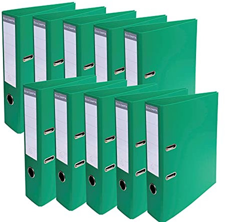 Exacompta 53743E 10er Pack Premium PVC-Ordner Prem´Touch. 7 cm breit DIN A4 Ringordner Aktenordner Briefordner Büroordner Plastikordner Schlitzordner grün