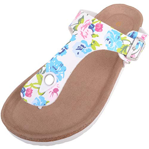 ABSOLUTE FOOTWEAR Womens Slip On Light Weight Summer/Holiday Floral Sandals/Shoes - Bright Floral - UK 8
