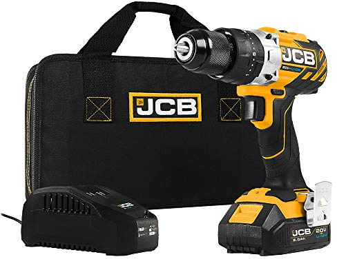 JCB Tools - JCB 20V Brushless Hammer Drill Driver - Includes 2.0Ah Battery - 2.4A Charger, JCB-20BLCD-2X