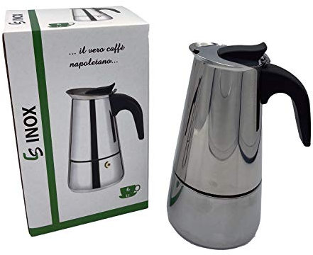 Casal Sud Moka Caffettiera in Acciao Inossidabile, Adatta all'Induzione, Argento (6 Tazze)