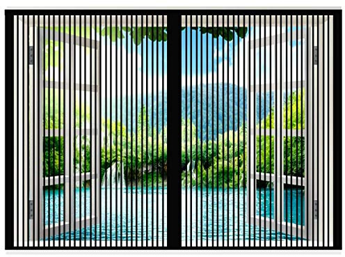 Contraventanas con Mosquitera Cortina Mosquitera Magnética Para ventanas Protección Contra Insectos ventana Balcón Sala Estar Patio Pegado -85x130cm(33x51inch)