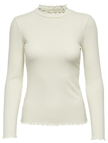 JDY Femmes Mince Manches Longues Haut de Base Col Rond Col Montant Top Extensible JDYFRANSISKA, Couleurs:Gris-2, Taille:XS