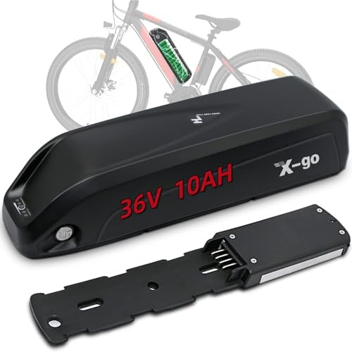 (UK Warehouse) 36V 10Ah Removable Ebike Battery Pack – Lithium Ion with 4 Port Mount, 2A Charger, Safe Lock and LED Indicator – High Capacity Electric Bike Power Supply for Motors