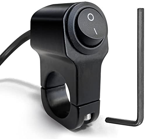 Greluma 1 pièce Interrupteur de guidon de moto 22 mm (7/8), interrupteur de phare de guidon de VTT, interrupteur à bascule en alliage d'aluminium pour projecteur de lumière de vélo de moto