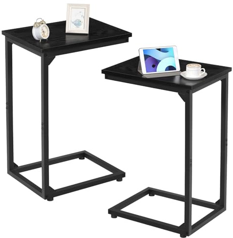 AMHANCIBLE C-Shaped Side Table, Side Table Living Room, Sofa Table Set of 2