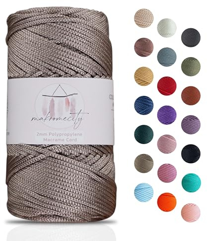 Makromecity makramégarn 2 mm x 115 m premium polyester makramérep polypropylen garn för hantverk heminredning platsplatta axelväska handväska löpare nappkedja 20 färger