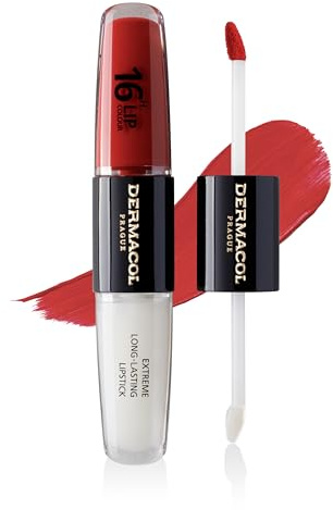 NEW Dermacol - 16-Hour Lip Colour, Highly Pigmented Glossy Lip Stain, Two-Phase Lip Plumper Gloss, Kissproof Lip Makeup Products with Matte and Glitter Finish, n. 34