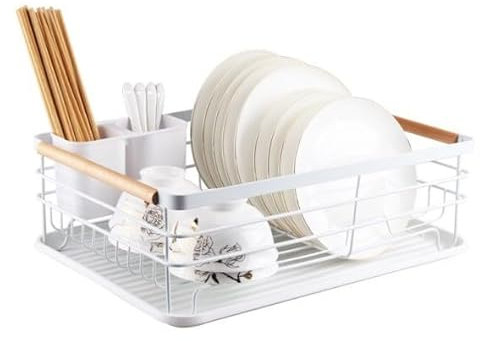 Genérico Escurridor de Platos de Acero Inoxidable – Escurreplatos Grande con Bandeja Antigoteo, Portacubiertos y Soporte para Vasos – Diseño Moderno, Resistente y Antióxido para Cocina Ordenada