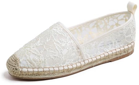 Feversole Close Toe Espadrilles Espadrilles à Bout fermé Chaussures Plates Confortables et Respirantes pour Femmes