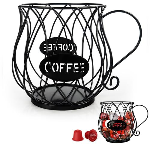 JWTRSVTY Panier à Capsules De Café, Métal Panier De Rangement Capsules Café, Panier Coffee Porte Capsule, Rangement Capsule De Grande Capacité, Corbeille Fruits Tasse à Café, Pour Stockage Fruits Café