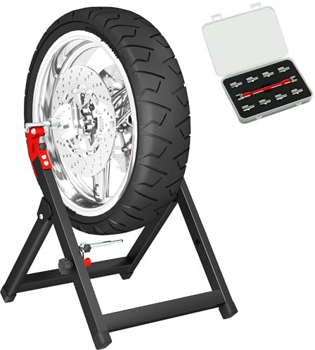 HOMCOM Équilibreuse Manuelle de Roues de Moto Aluminium et Acier, équilibrage des dommages de Roues Pliable, avec clé à Rayons, Compatible jusqu'à 21 Pouces, Noir