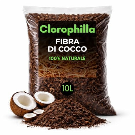 Clorophilla Fibra di Cocco per Piante – Substrato Naturale di Qualità Superiore – Favorisce Radici Forti – Ideale per Vasi e Idroponica (10 Litri)