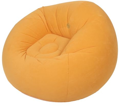 DIYEAH Fauteuil Gonflable D'extérieur Floqué Orange, Pouf Portable sans Billes, Léger et Compact, Camping, Pique-niques et Festivals, Mobilier Gonflable Pratique et Confortable