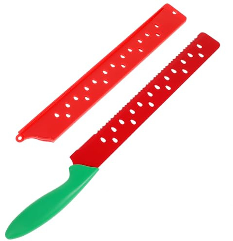 DINHEAROM Cuchillo para Sandía Dentado de Acero Inoxidable, Corte Ergonómico, Tamaño Grande para Melón y Repostería, Utensilio de Cocina Profesional para Cortar Frutas y Quesos, Adecuado