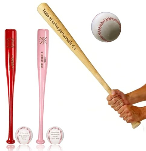 Mini Batte de Baseball Personnalisée 18 Pouces – Gravure Nom, Numéro & Logo, Petit Batte en Bois Cadeau pour Little League, Équipes, Joueurs, Pères